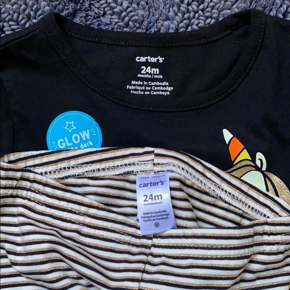 🎃New Carters Halloween Black Unicorn Sparkle Glitter Set - Picture 8 of 8